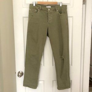 LOFT Green Boyfriend Jeans, Light Distressing, Straight Leg, 29/8